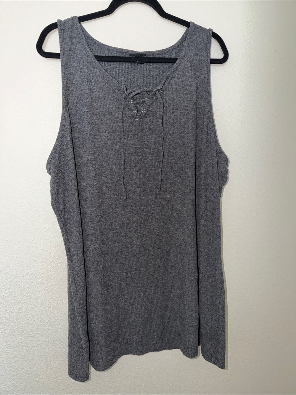 torrid Gray Lace-Up Knit Tank